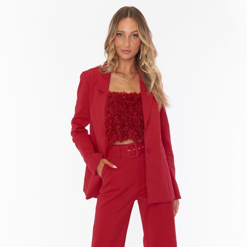Show Me Your MuMu NWT Major Blazer Red Suiting Size XS